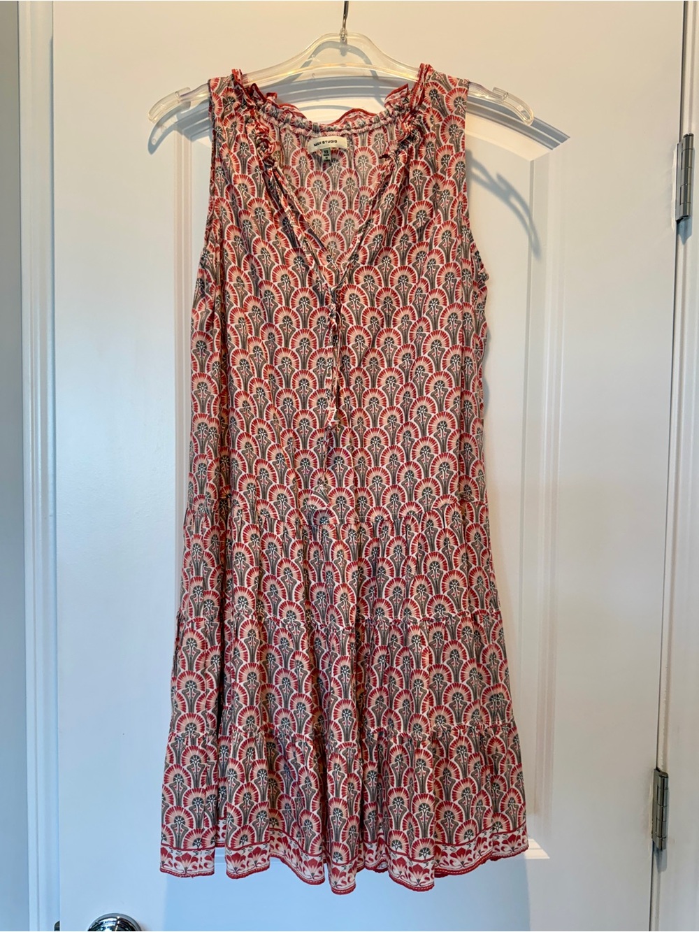 Max Studio Coral & Cream Printed Sleeveless Mini Dress